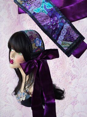 Handmade Purple and Blue Quilted Hair Sash Y2k-Style
